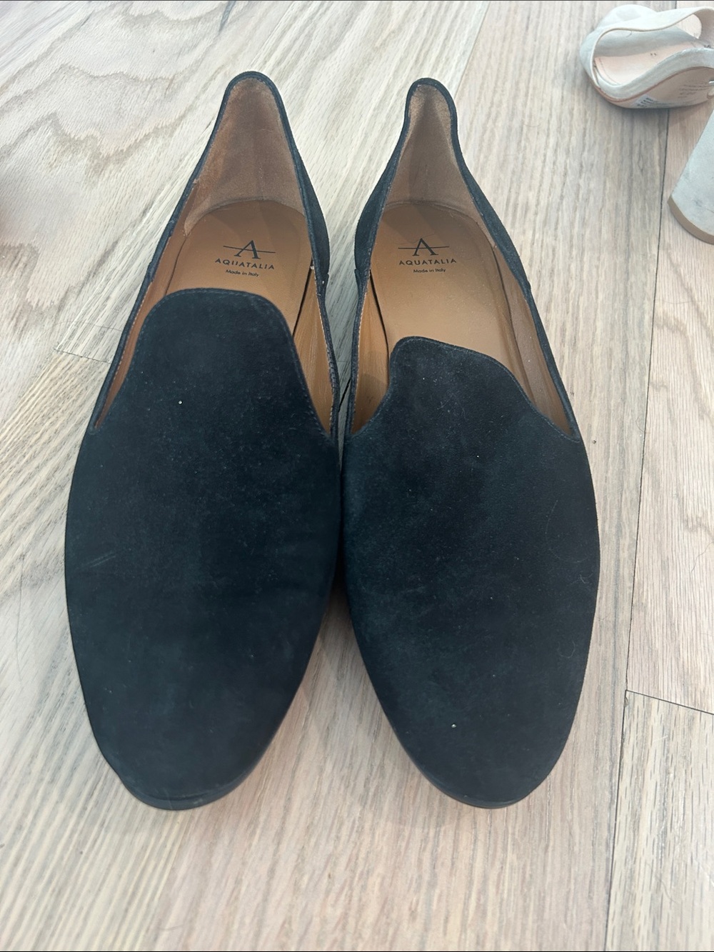Aquatalia Black Suede Slip-On Loafers